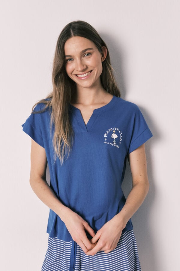 Women'secret Plava Snoopy kratka pidžama Print