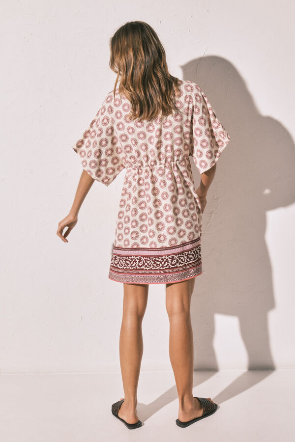 Women'secret Bordo kratka tunika haljina sa boho printom Print