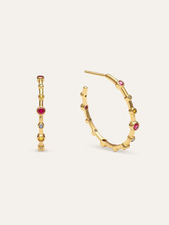 Singularu Pendientes Aro Rainbow Bubbles L Ba&ntilde;o Oro