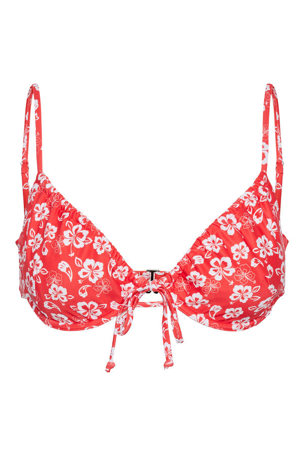 Womensecret Floral print push-up bikini top. Crvena