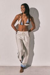 Women'secret Braon lepr&scaron;ave pantalone na pruge Bež