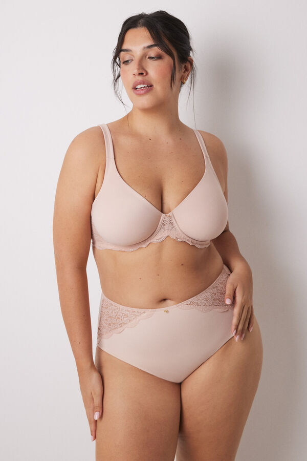 Women'secret Duboke gaćice od mikrofibera i čipke roze boje Roze