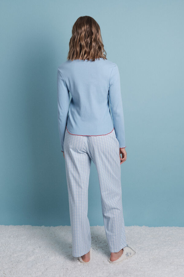 HI&BYE Duga pidžama sa plavim kariranim uzorkom  Plava