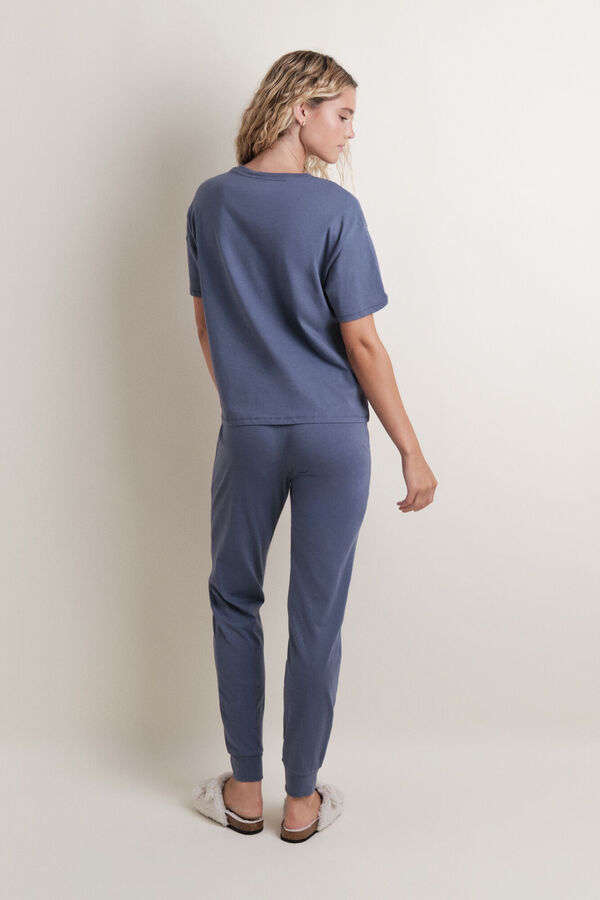 HI&BYE Kék mintás pamut pizsama  kék