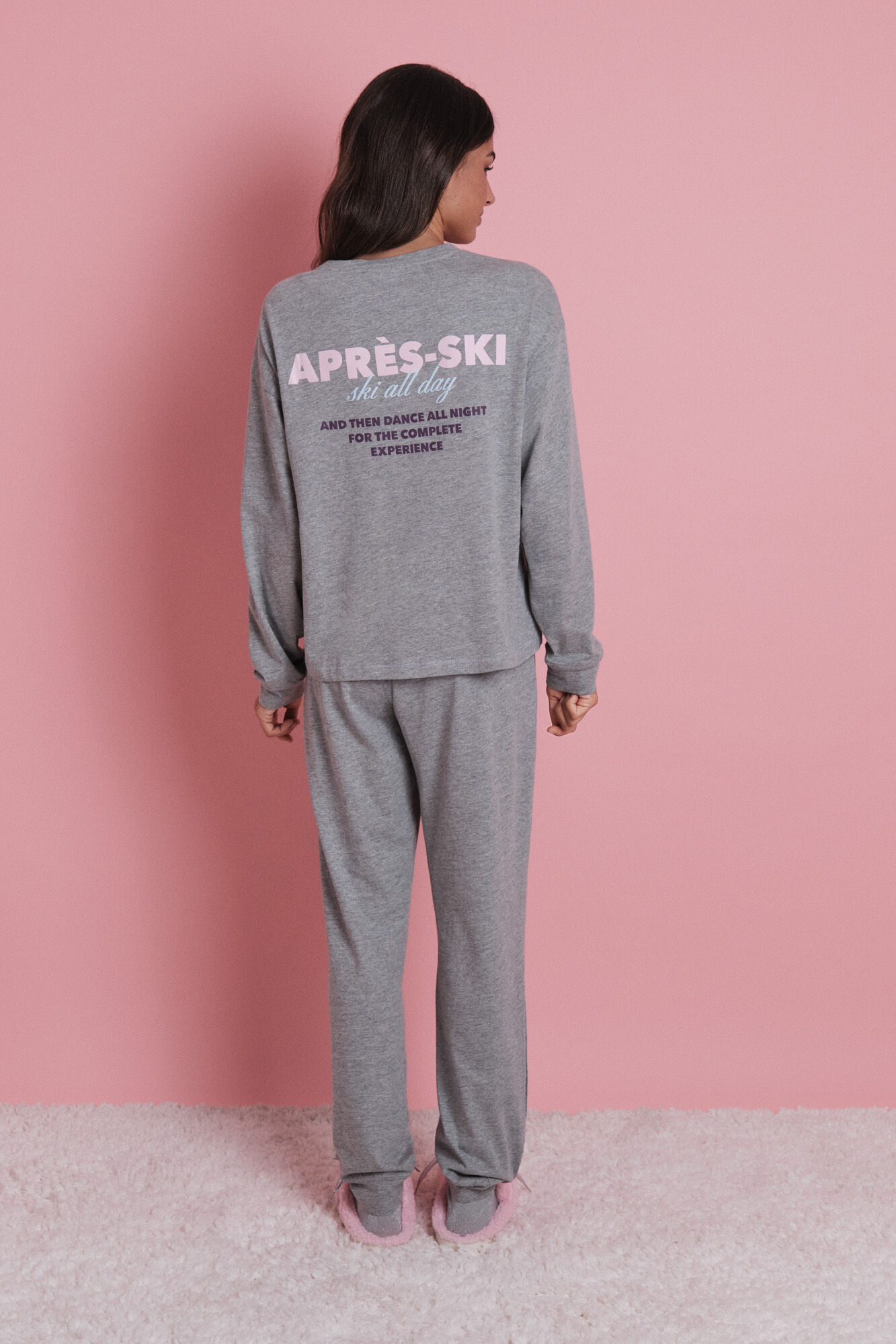 HI&BYE Sivi dugi set za posle skijanja od 100% pamuka
