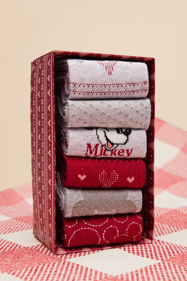 Women'secret Mickey egeres zoknik, 6 db-os csomag r&aacute;vasalt mint&aacute;s