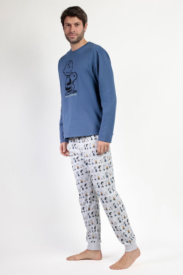 Admas Pijama largo felpa hombre Snoopy&Friends  azul