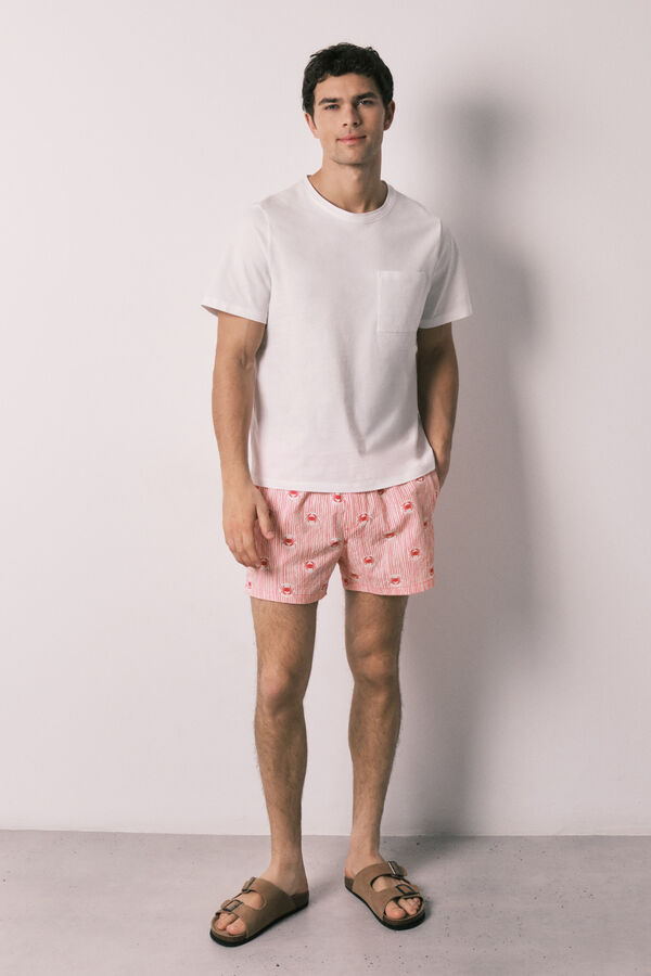 Women'secret Mu&scaron;ki kupaći kostim sa prugama i rakovima Koralna