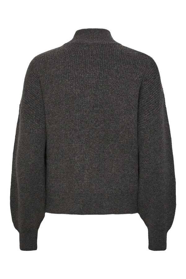 Womensecret Soft-feel jumper with a high neck, puffed sleeves and ribbed fabric. gris