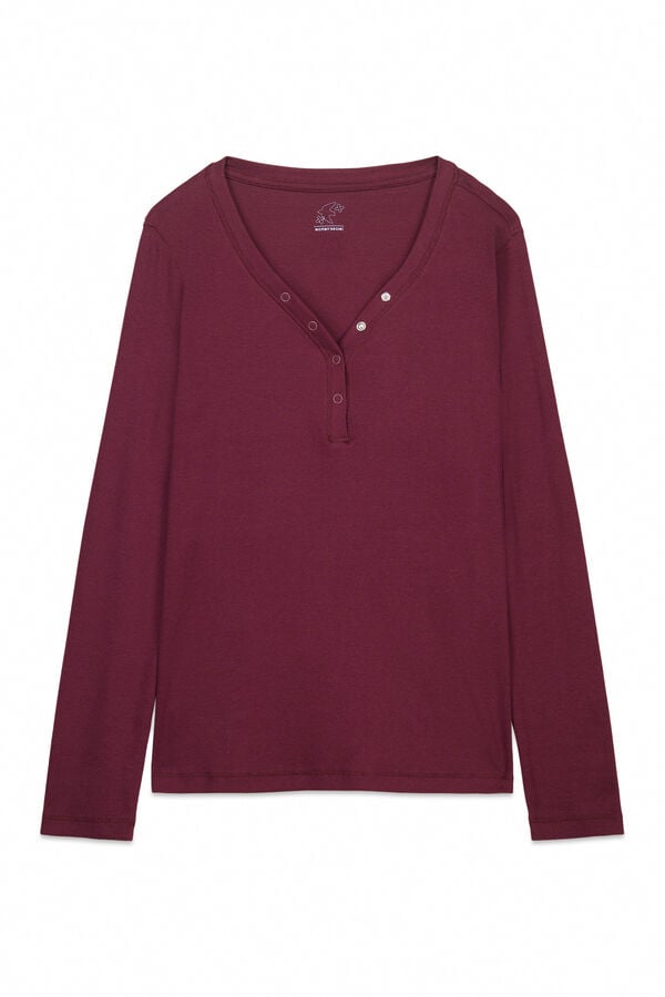 Women'secret Bordo pamučna rebrasta majica dugih rukava Bordo