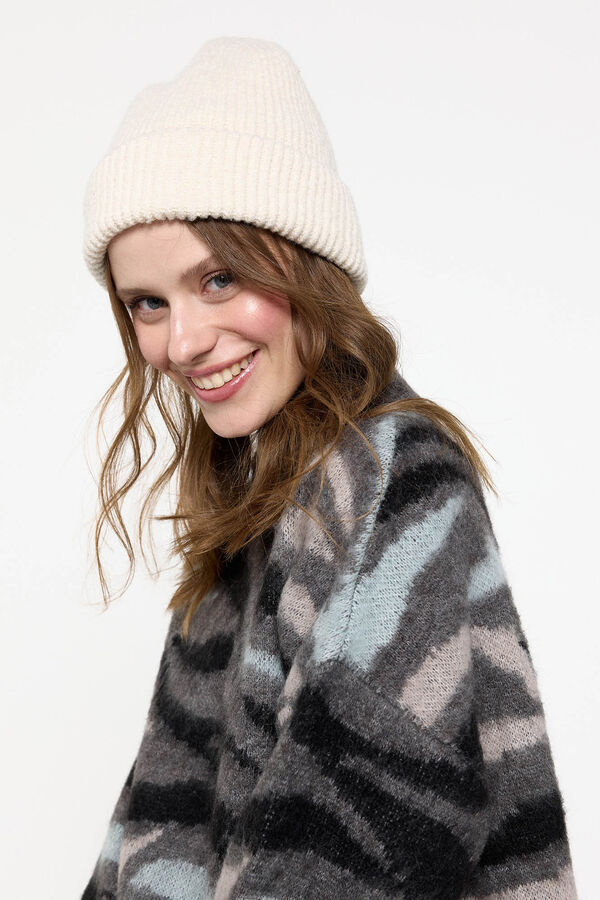 Pieces Gorro beanie de punto blanco