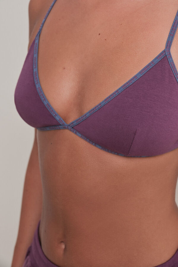 HI&BYE Bordo pamučni trokutasti grudnjak s odvojivim košarice Bordo