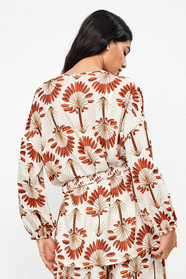Gisela Palm print kimono white