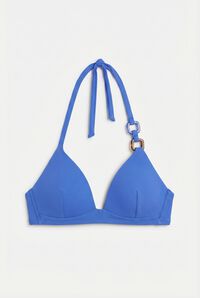 Women'secret Plavi trouglasti top bikinija sa fiksnom korpom
