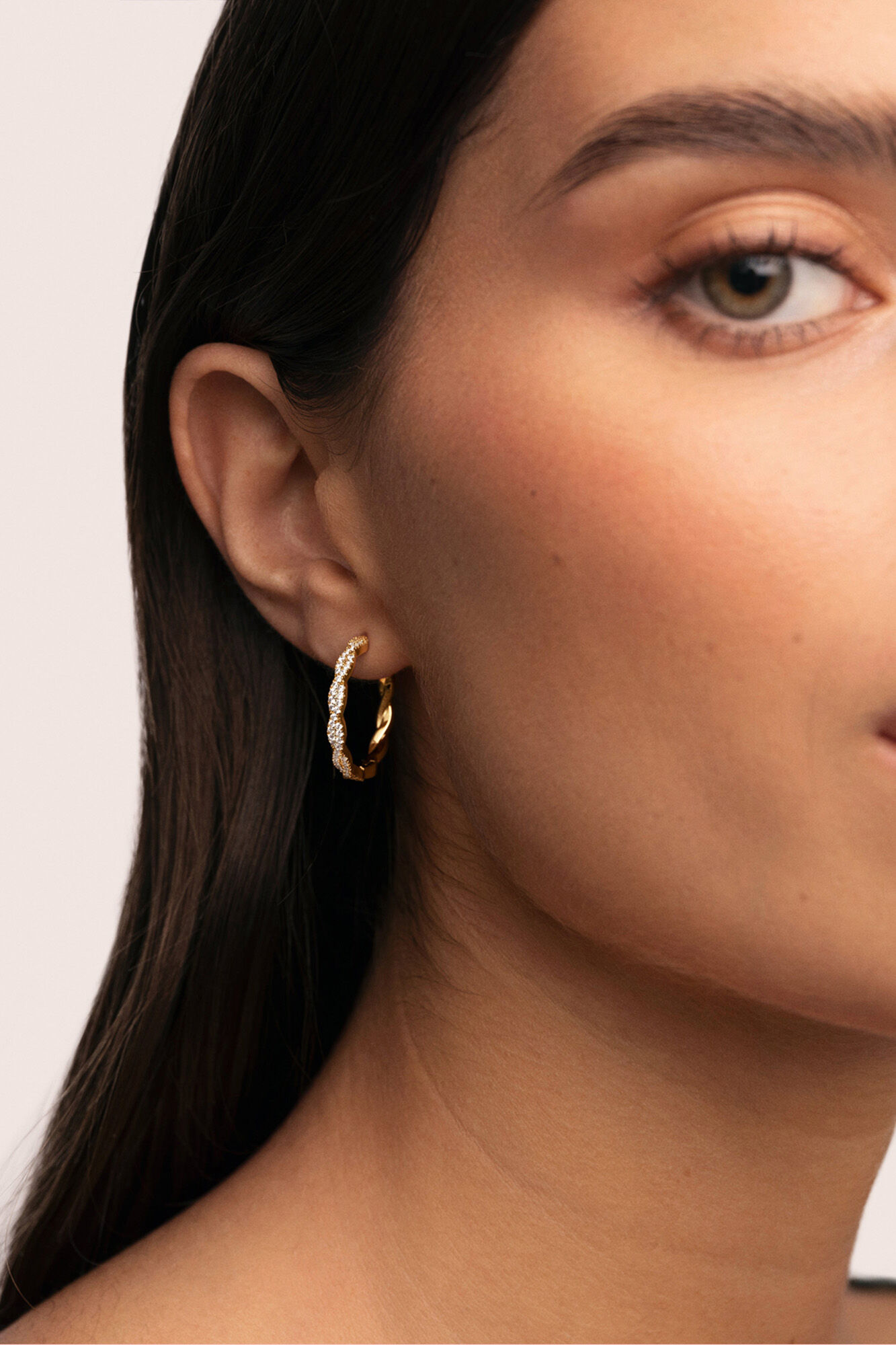 Singularu Pendientes Aro Tressia Spark Ba&ntilde;o Oro