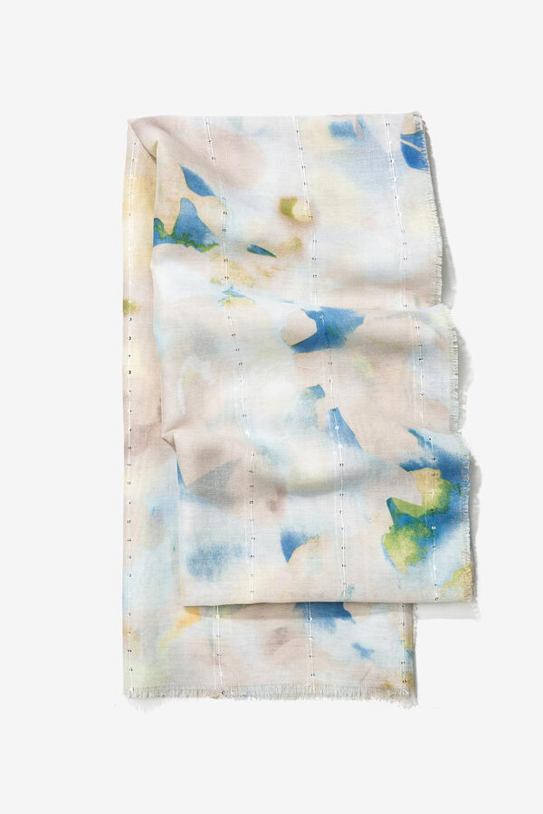 Vilanova Cachecol com estampa floral brilhante branco