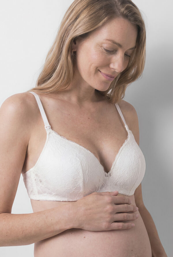 Women'secret Beli čipkasti trouglasti grudnjak za dojilje sa punjenjem LOVELY Bela