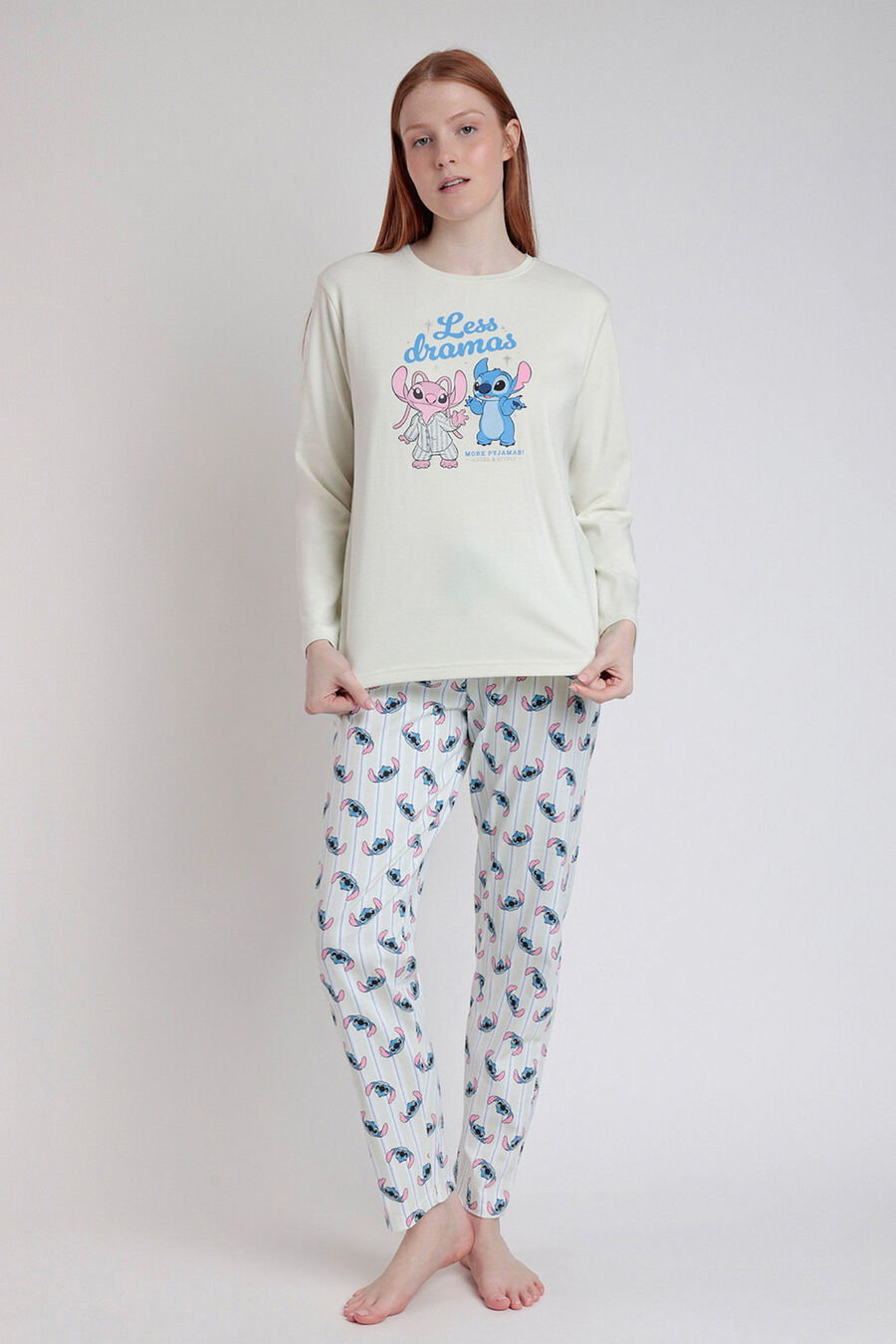 Pijama largo estampado Stitch para mujer