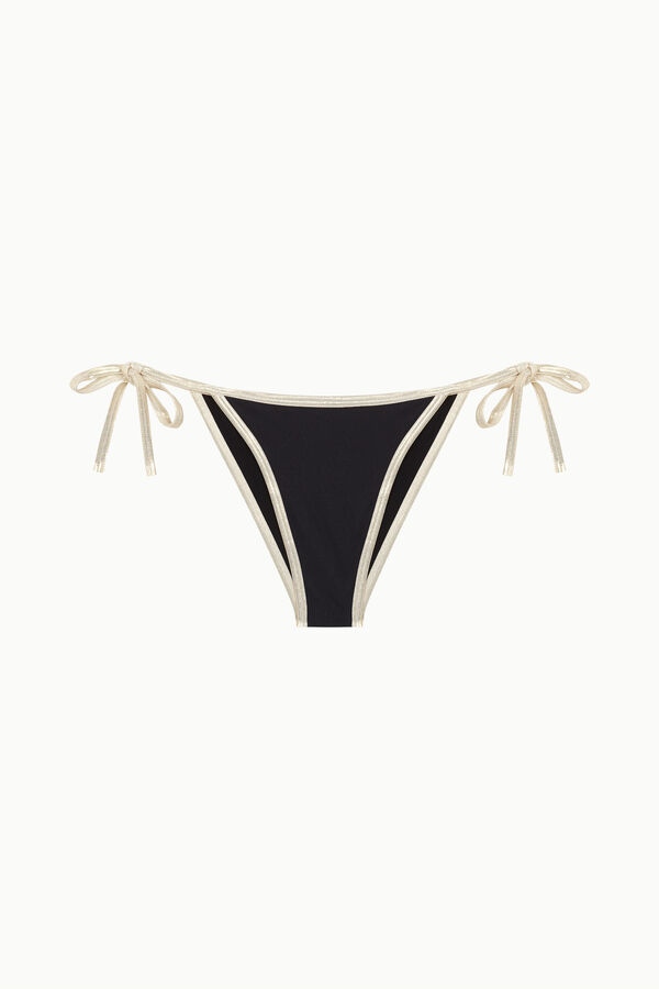 Cotton Sail Braga bikini lazos cl&aacute;sica ribetes brillo negro
