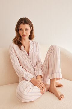 Womensecret Pijama camiseiro riscas rosa rosa