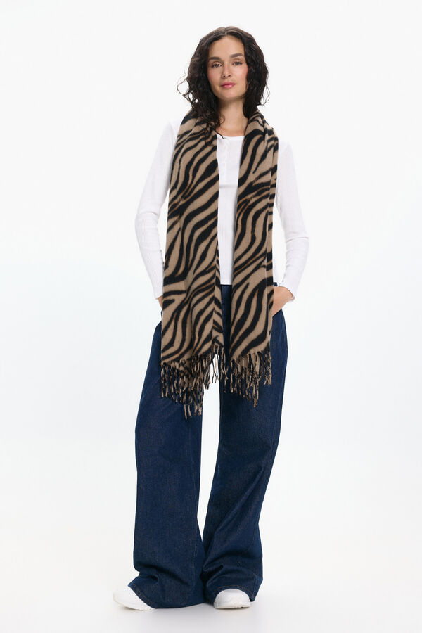 Pieces Bufanda animal print gris