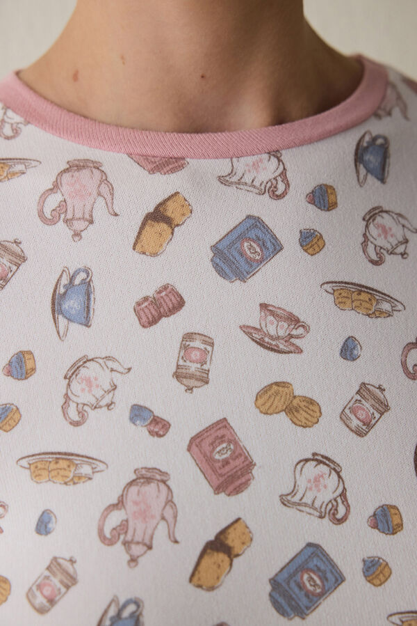 Penti Tea Party long-sleeved pyjama T-shirt printed