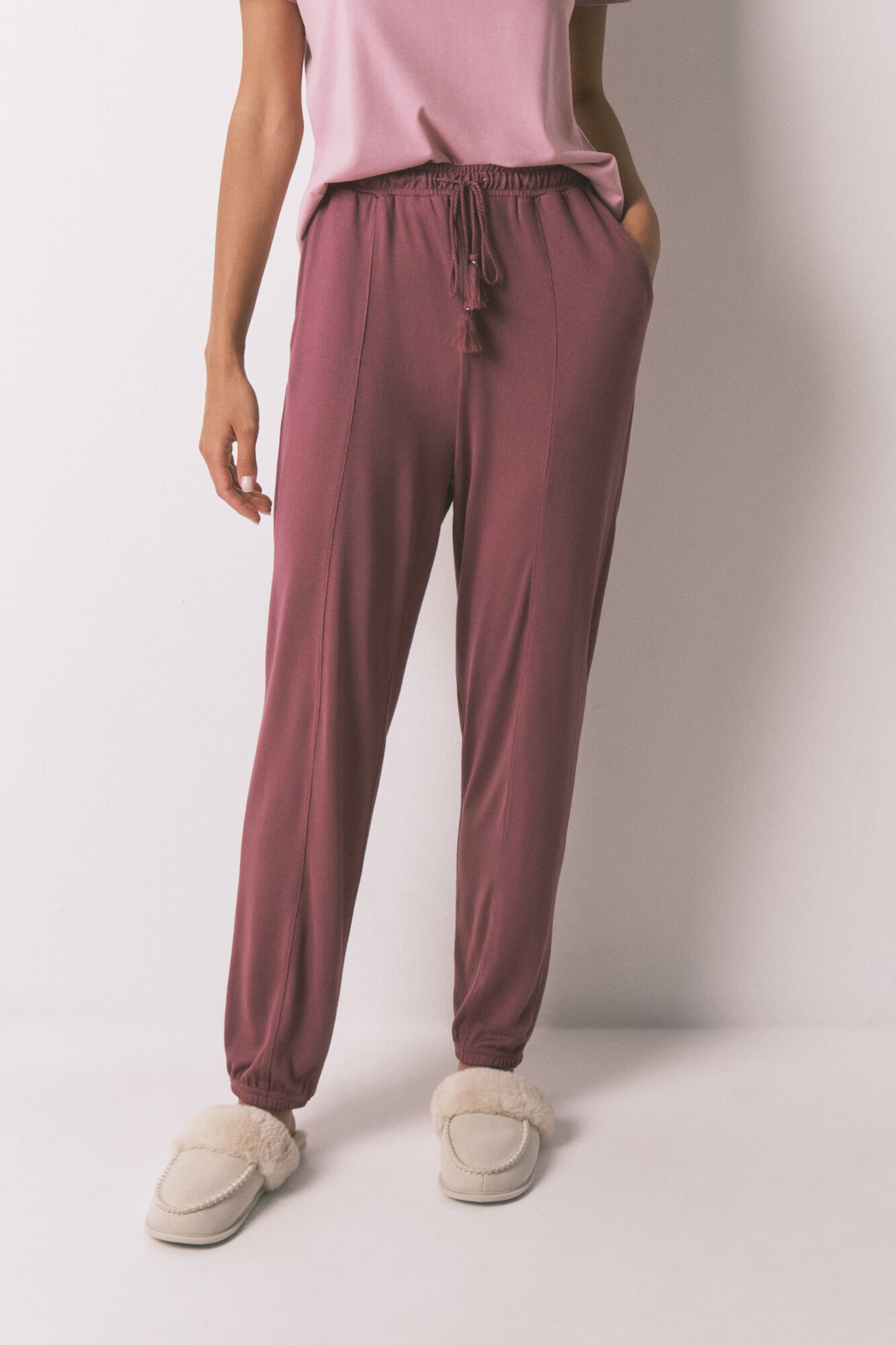 Women'secret Duge mekane pleten bordo pantalone