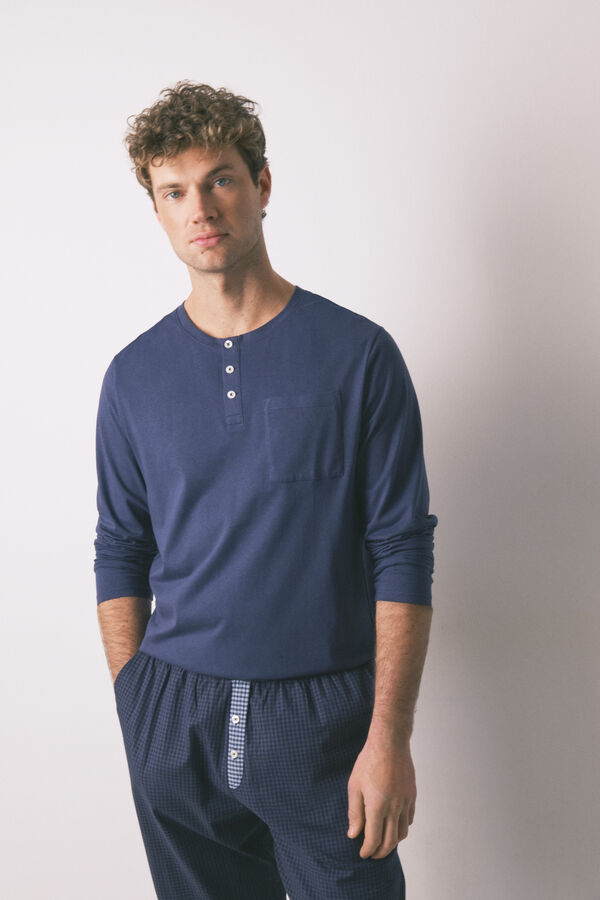 Women'secret Mu&scaron;ka duga pidžama, 100% pamuk, plava karirana Plava