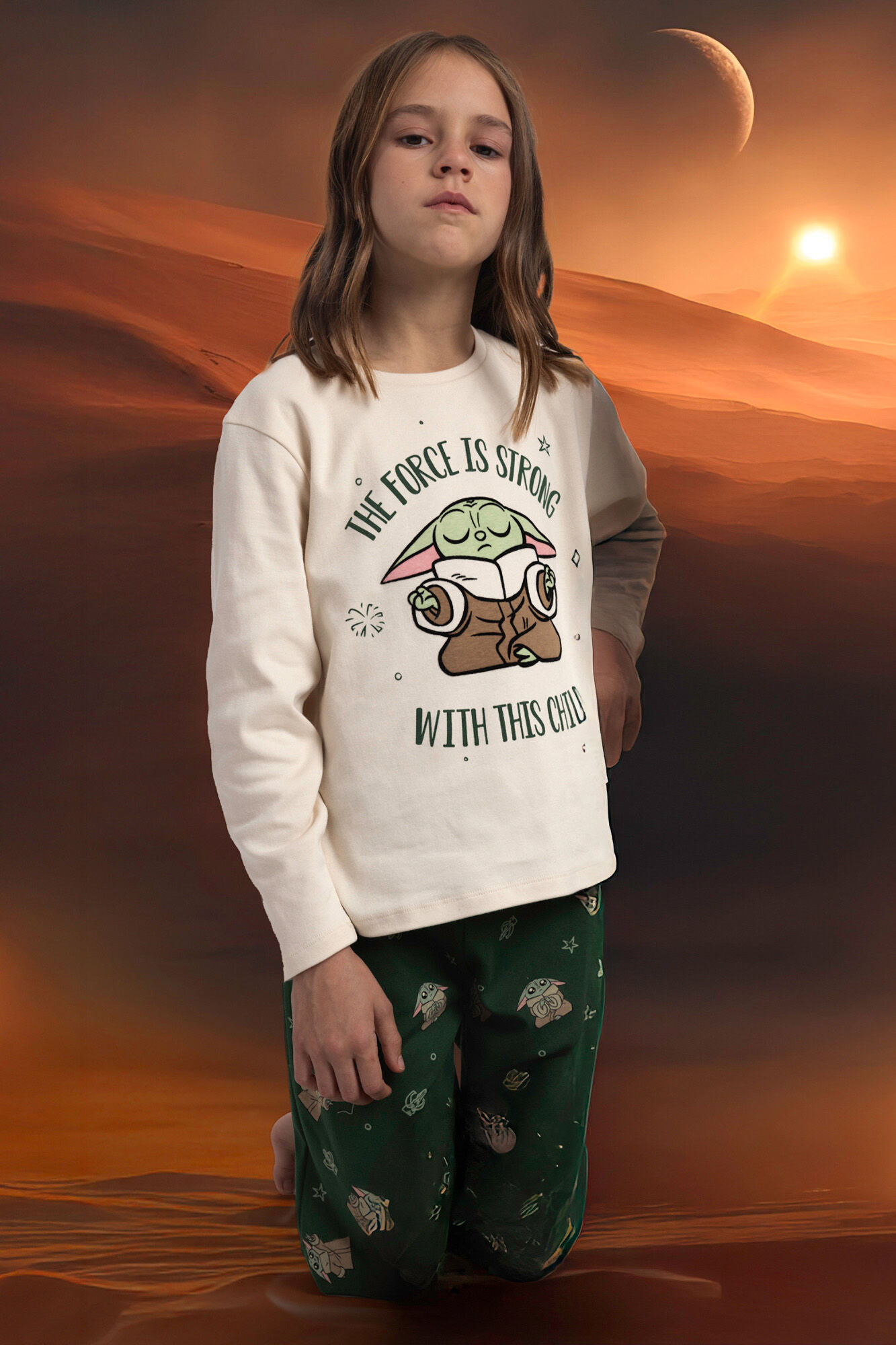 Admas Pijama infantil comprido baby Yoda 100% algod&atilde;o