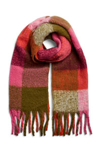 Pieces Bufanda larga b&aacute;sica cuadros flecos