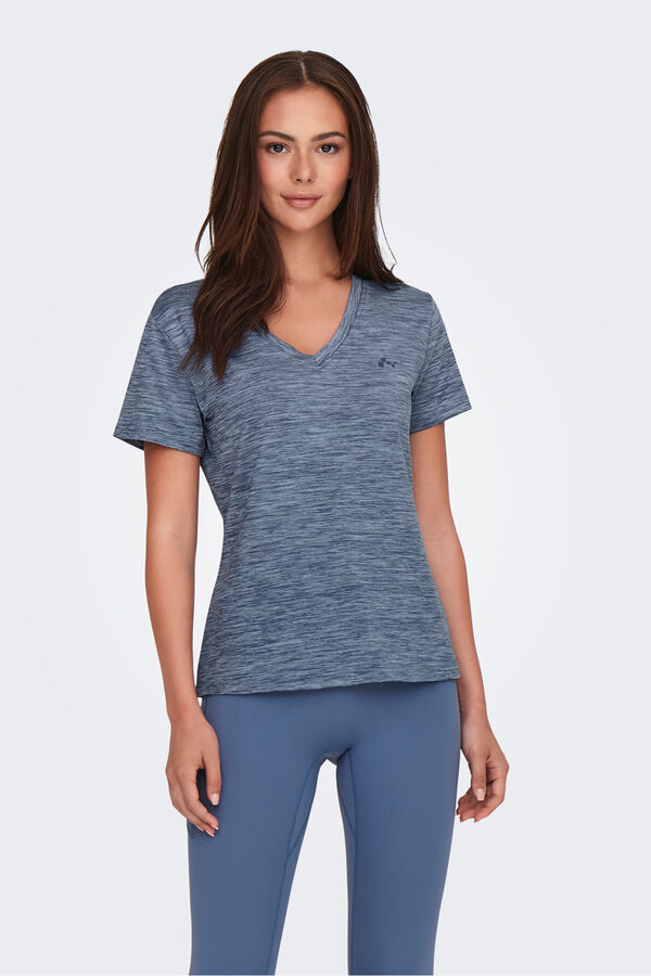 Only Play T-shirt curta com gola em MANGA azul