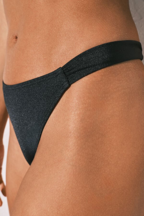 Women'secret Crne brazilske bikini gaćice na vezivanje Crna