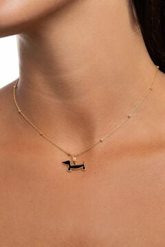 Singularu Charm chien teckel &eacute;mail noir bain or imprim&eacute;