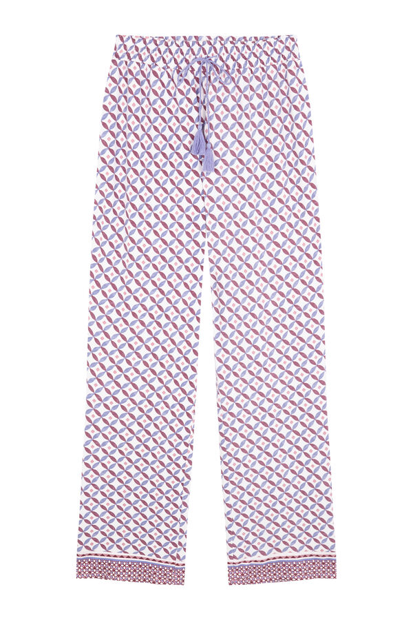 Women'secret Duge, &scaron;iroke plave pantalone od mekog pleten Print