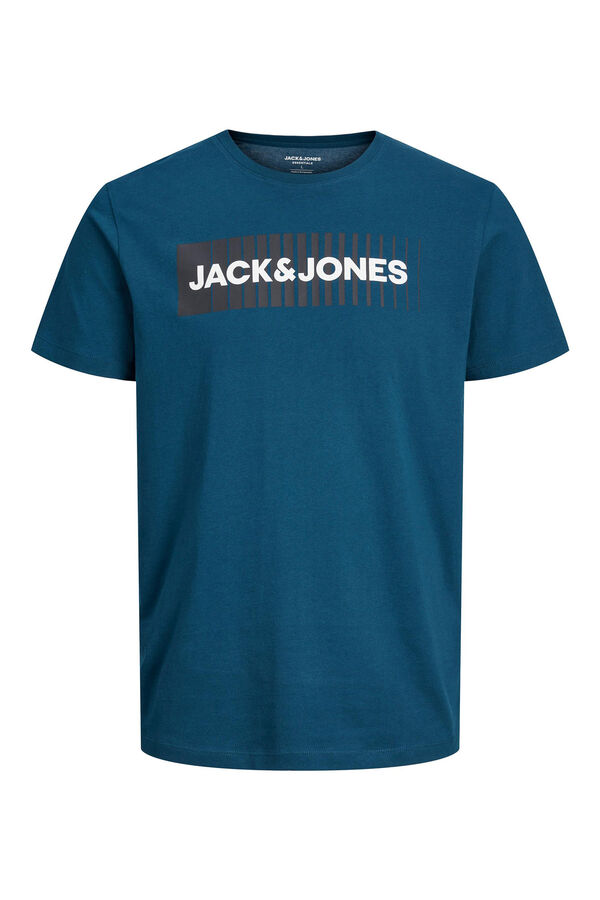 Jack & Jones Camiseta manga corta algod&oacute;n org&aacute;nico print logo azul