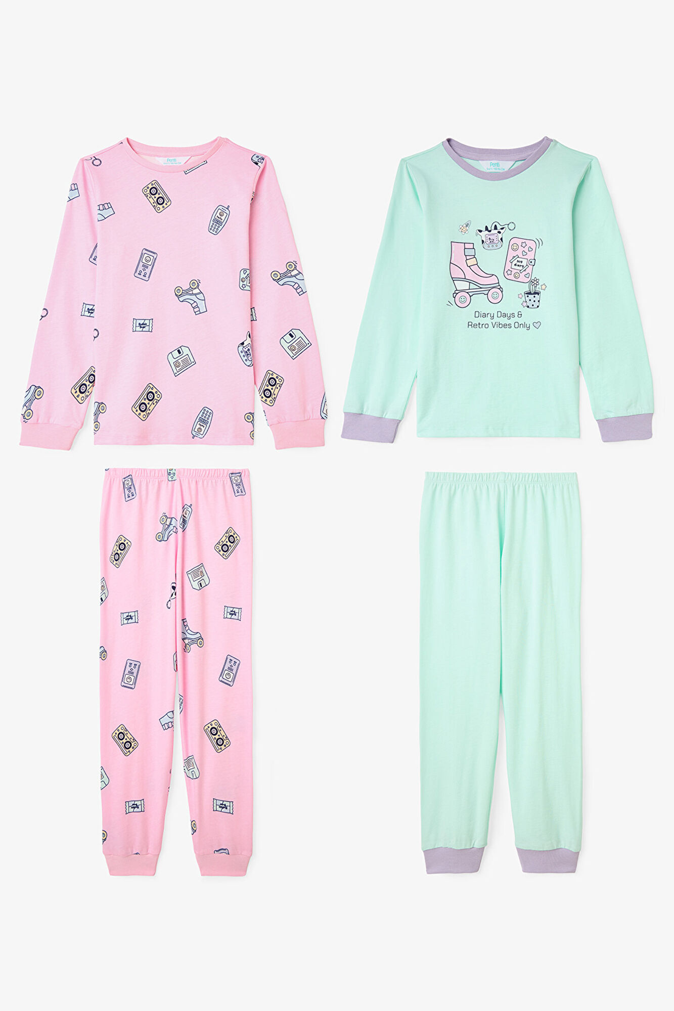 Penti Pack de 2 pijamas de manga larga de algod&oacute;n Retro Toy para ni&ntilde;a