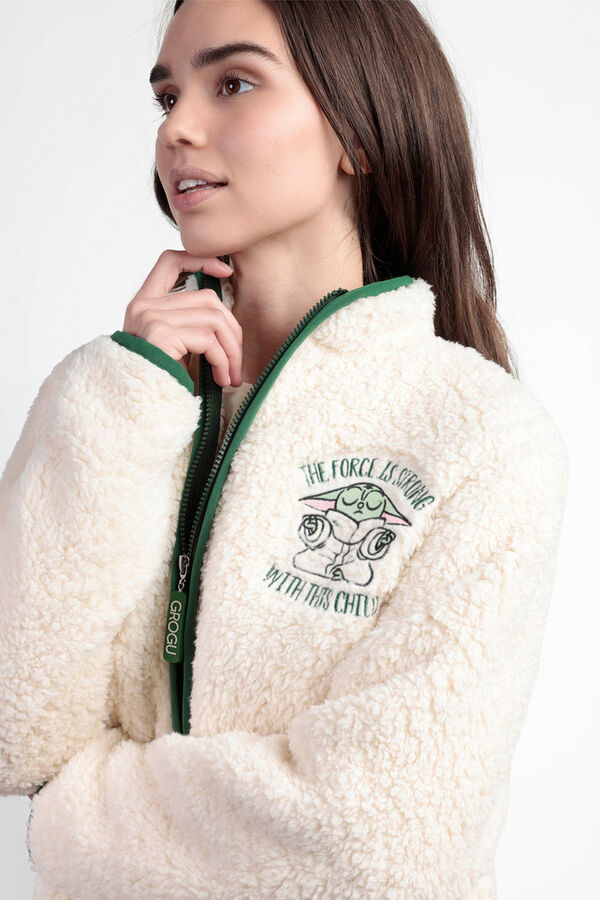 Admas Women's baby Yoda Mandalorian short shearling robe Bež
