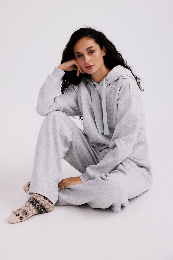 Pieces Sweatshirt com capuz e detalhe de lurex cinzento
