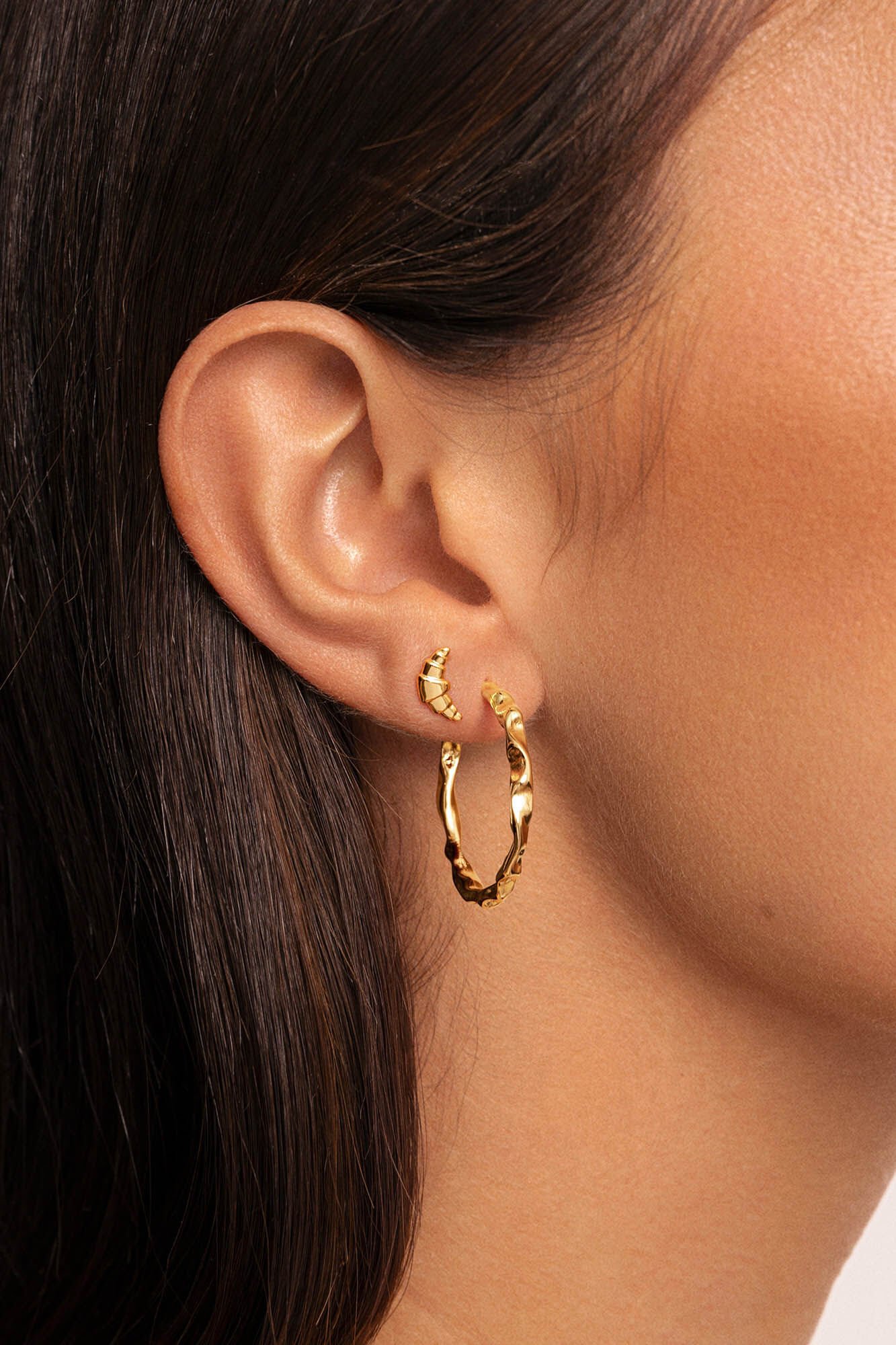 Singularu Pendiente Suelto Croissant Ba&ntilde;o Oro