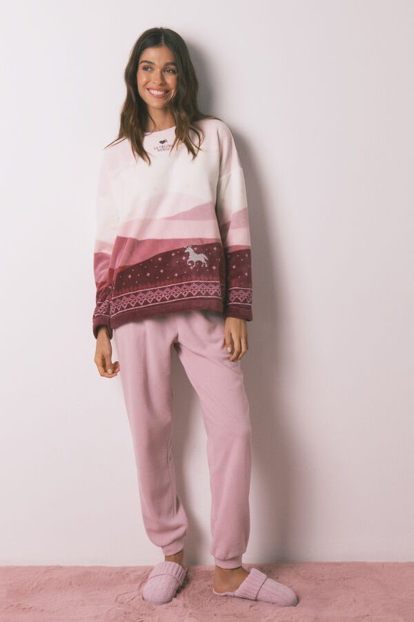 Women'secret Duga pidžama od mekog flis Roze