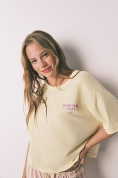 HI&BYE Pijama corto 100% algod&oacute;n rayas amarillo