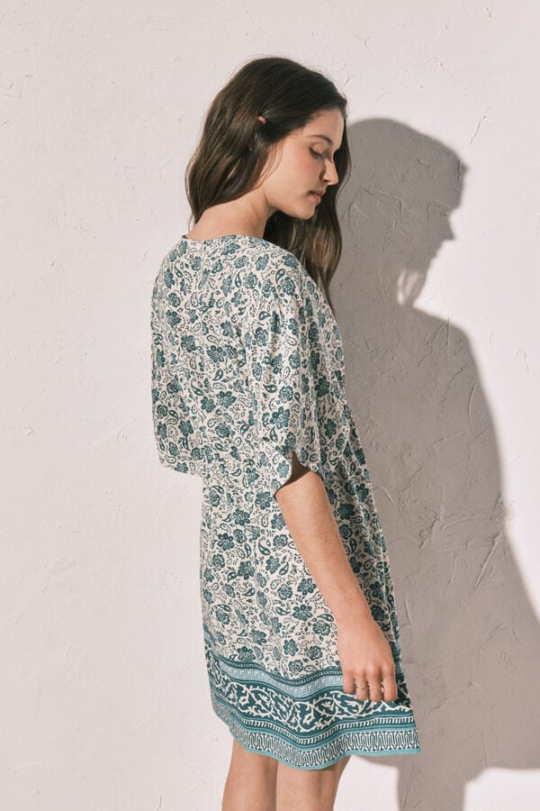 Women'secret Zelena kratka tunika haljina sa boho printom Zelena