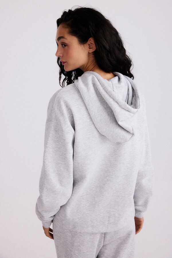 Pieces Sweatshirt com capuz e detalhe de lurex cinzento