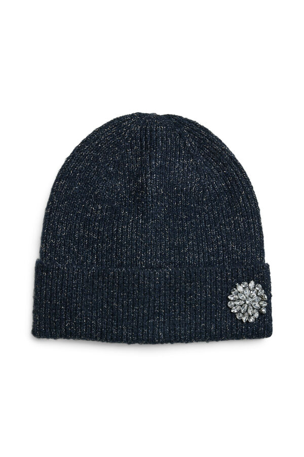 Pieces Jersey-knit hat with clasp bleu