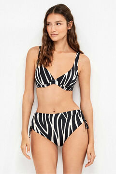 Gisela Cueca de biqu&iacute;ni cintura alta em estampado animal print zebra