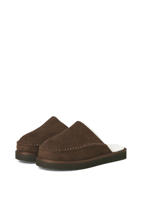 Jack & Jones Mule slippers with sheepskin Braon