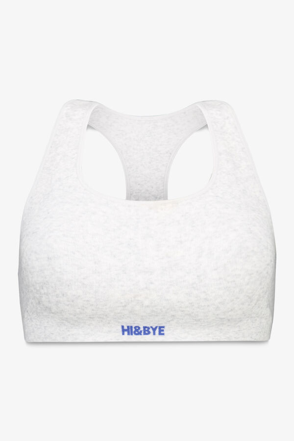 HI&BYE Sivi rebrasti sportski top bez &scaron;ava Siva