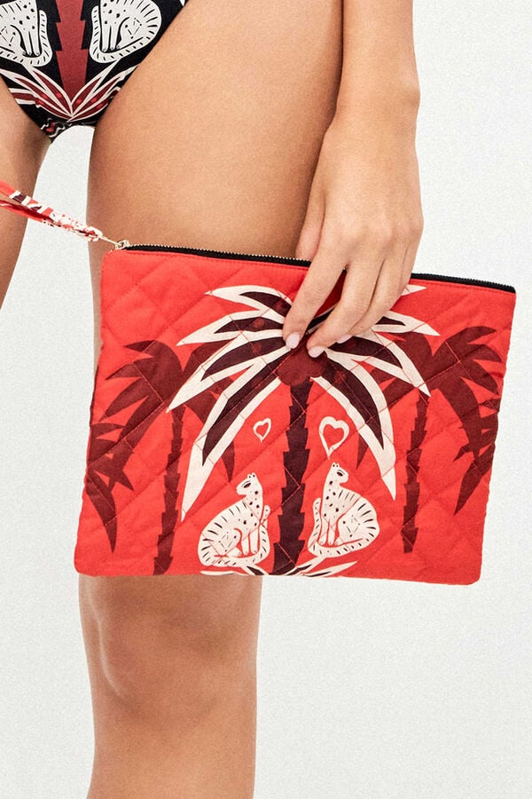 Gisela N&eacute;cessaire de praia estampada de m&atilde;o branco