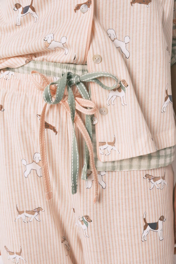 Women'secret 100% pamučna duga sa printom pruga i kuca ko&scaron;ulja pidžama Narandžasta