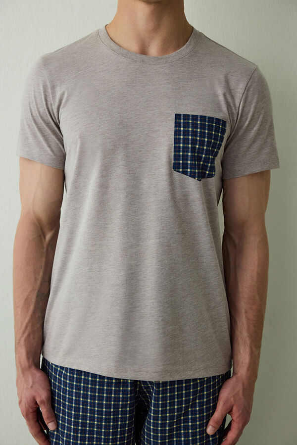 Penti Men's Western Slogan Printed Short Sleeve Cotton Pajama Set printed